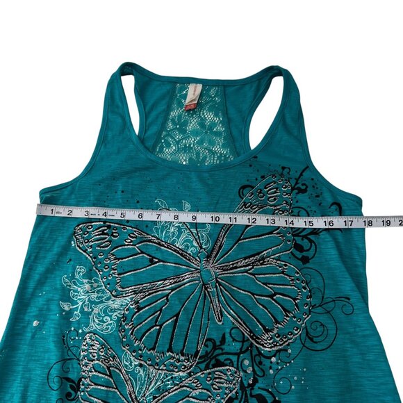 No Boundaries Womens Butterfly Lace Racerback Tank Top XL/XG 15-17 Teal Color - Picture 5 of 11